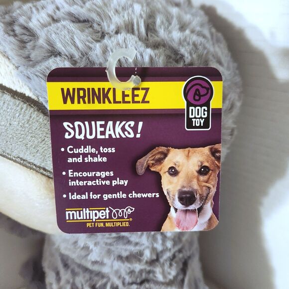 Wrinkleez Squeaks Dog Toy Gray 15" Tall Interactive Play Cuddle Toss Multipet - Picture 3 of 5